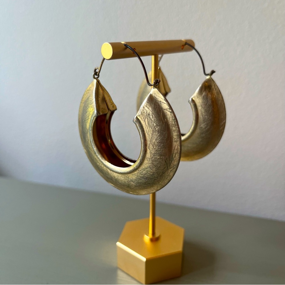 Boho distressed gold hoops